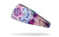 tie-dye rainbow print headband with intricate white mandala