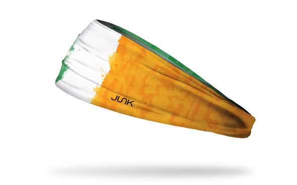 headband with traditional Ireland flag design made to look like it has been painted