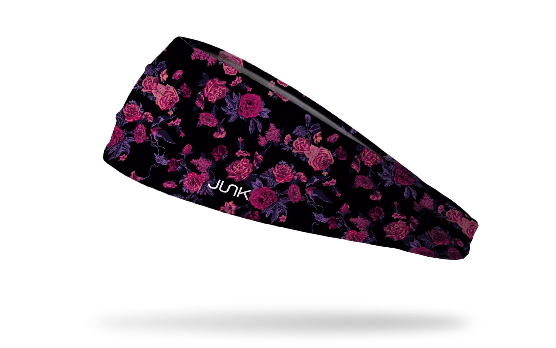 black headband with repeating pattern of flowers roses posies