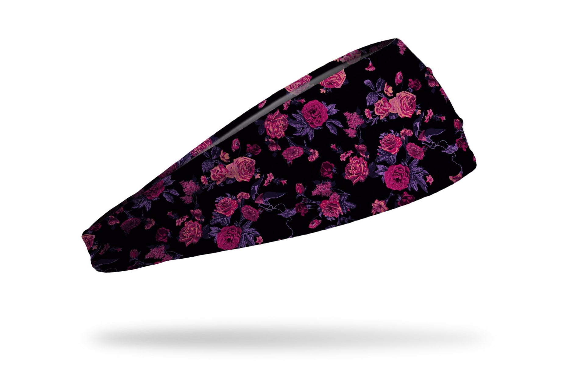 black headband with repeating pattern of flowers roses posies