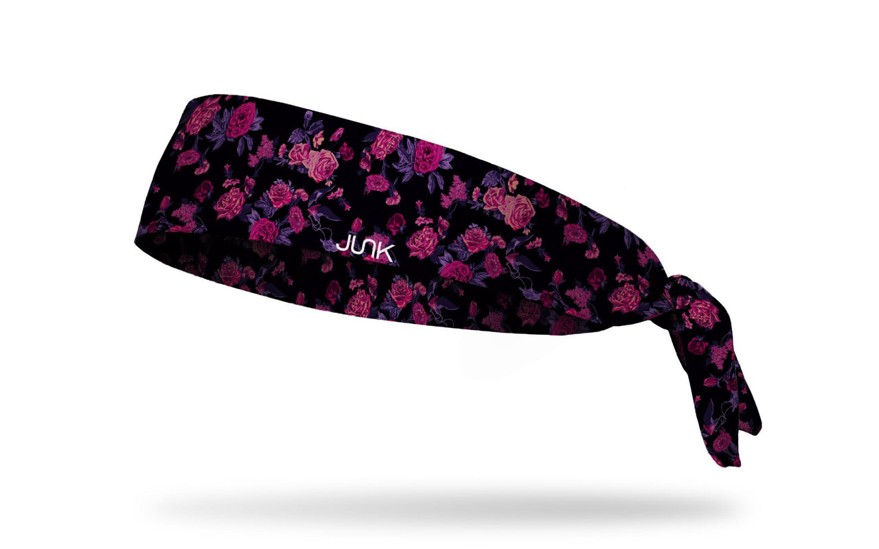 black headband with repeating pattern of flowers roses posies