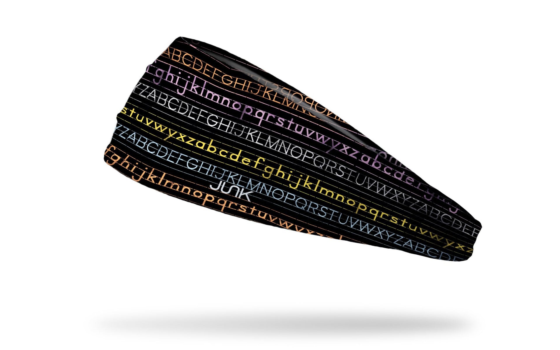 black headband with colorful handwriting practice letters repeating