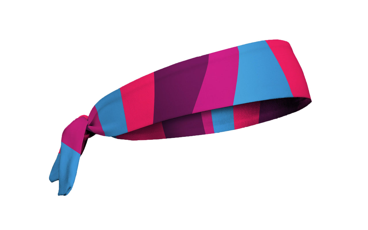 colorful color block headband in magenta neon pink purple and light blue