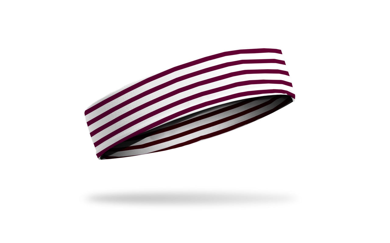 maroon red and white striped headband