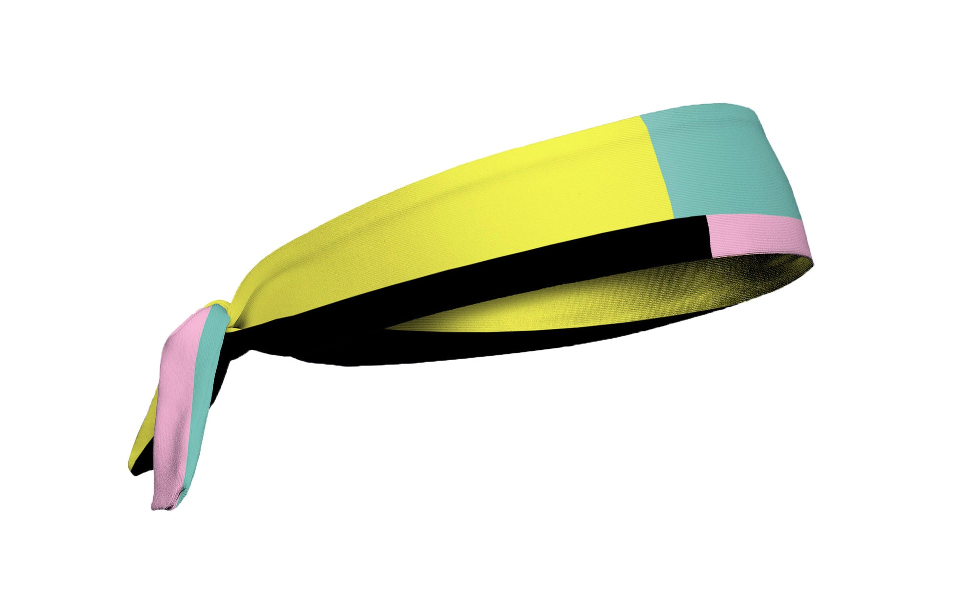 colorful color block headband in light blue light pink and black