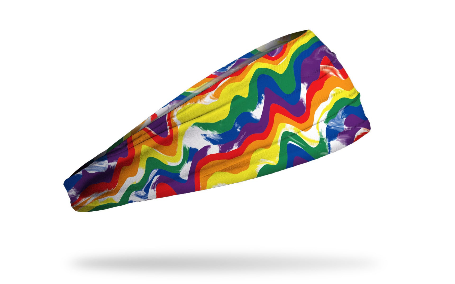 rainbow themed headband with red, green, blue, indigo, violet