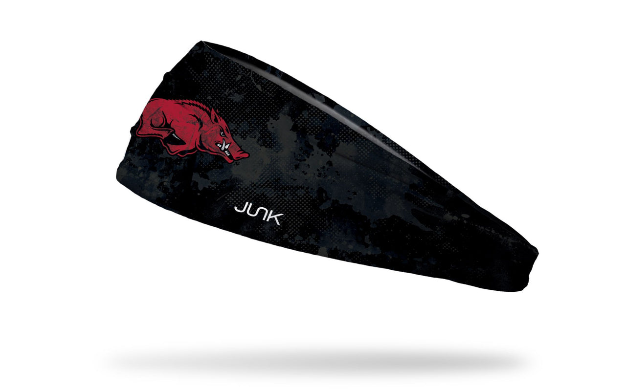 black headband with grunge overlay and University of Arkansas logo