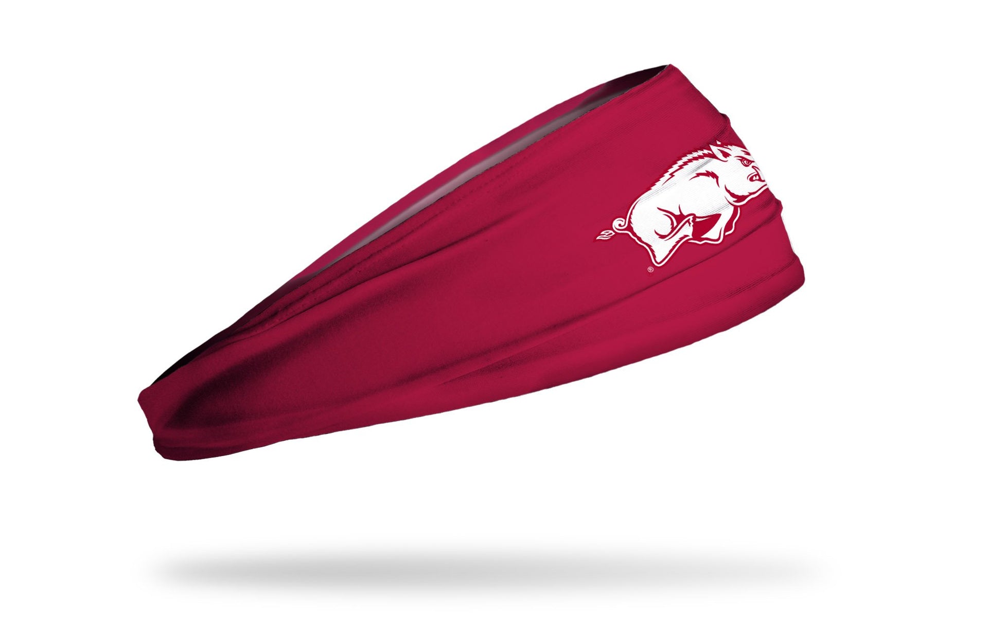 cardinal red headband with Arkansas Razorback logo like team helmet