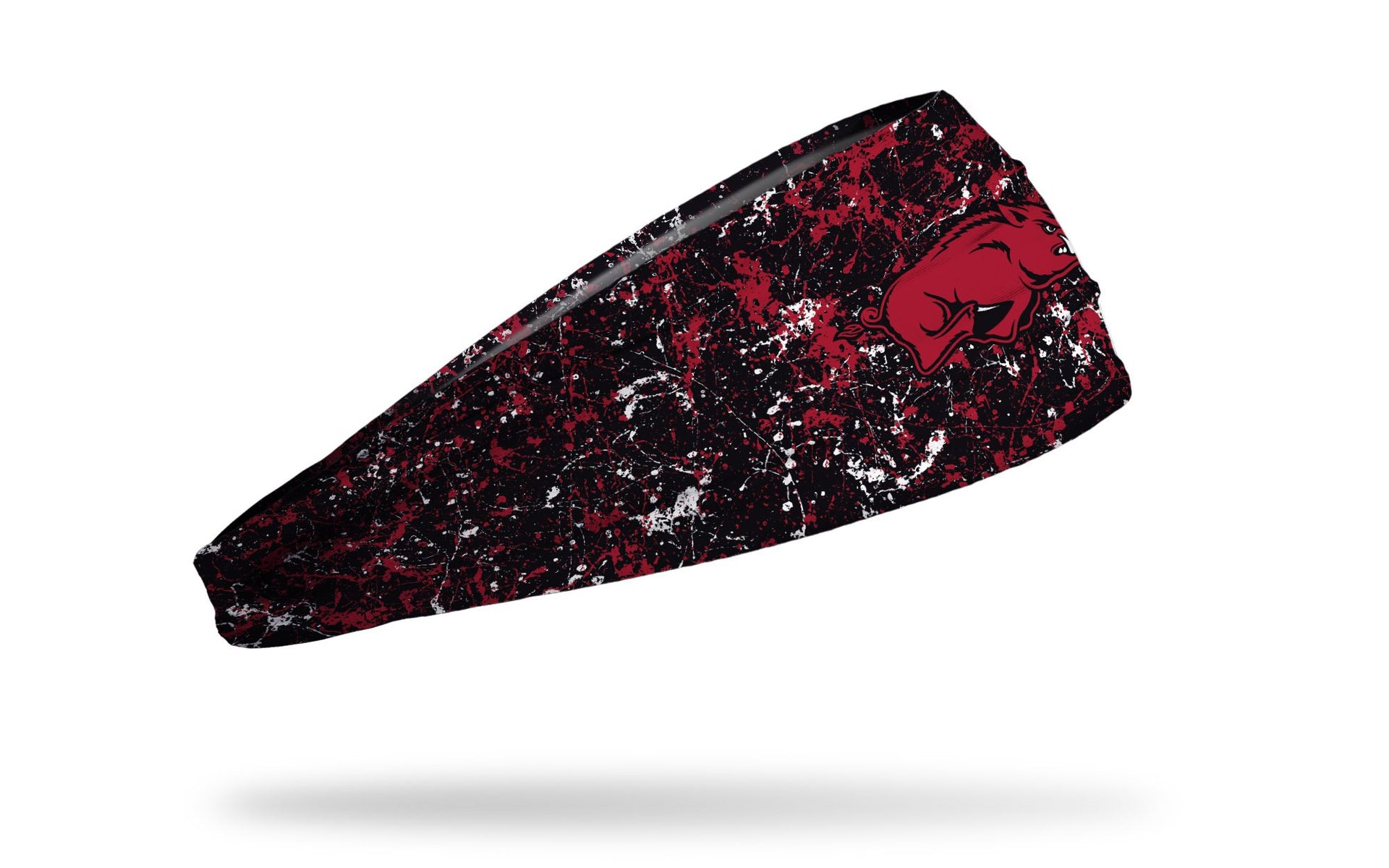 black headband with paint splatters and University of Arkansas logo