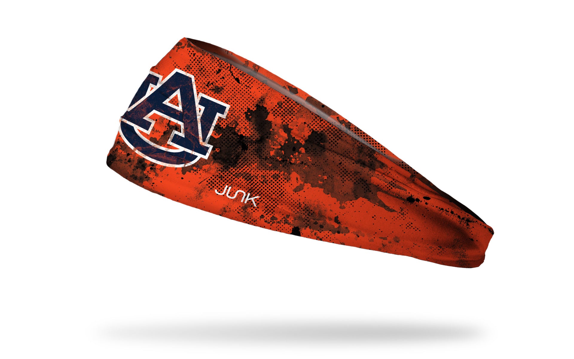 orange grunge layover headband with Auburn University logo in navy