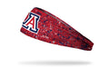 red paint splatter headband with University of Arizona A logo in red white and blue