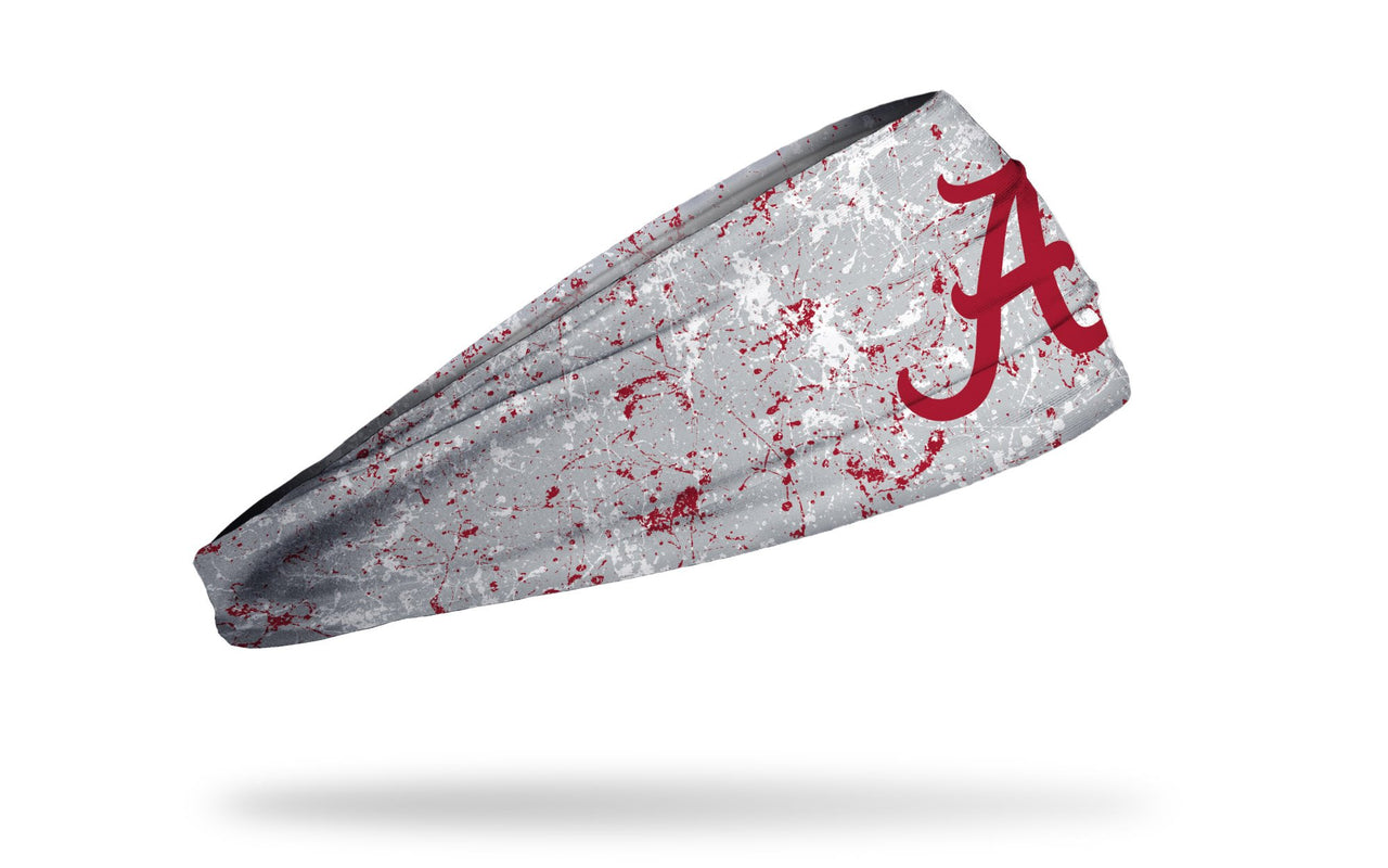 gray headband with paint splatters and University of Alabama logo