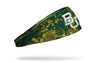 green headband with grunge overlay and Baylor University B U logo in white