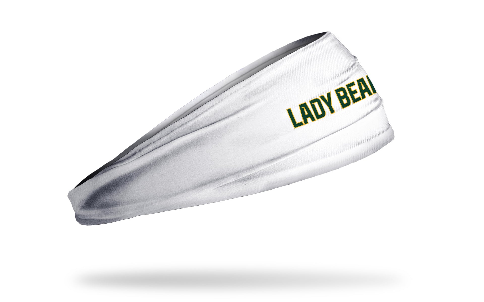 white headband with Baylor University Lady Bears wordmark in green