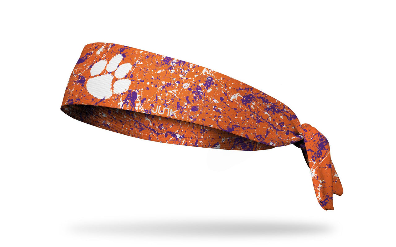 Clemson Tigers: Splatter Orange Tie Headband