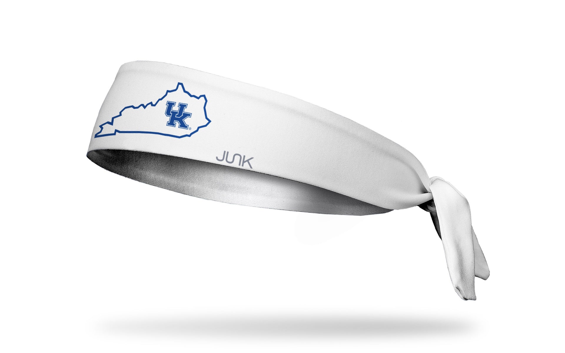 white headband with Kentucky state outline and University letter logo in royal blue