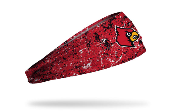 red paint splatter headband with University of Louisville bird logo full color