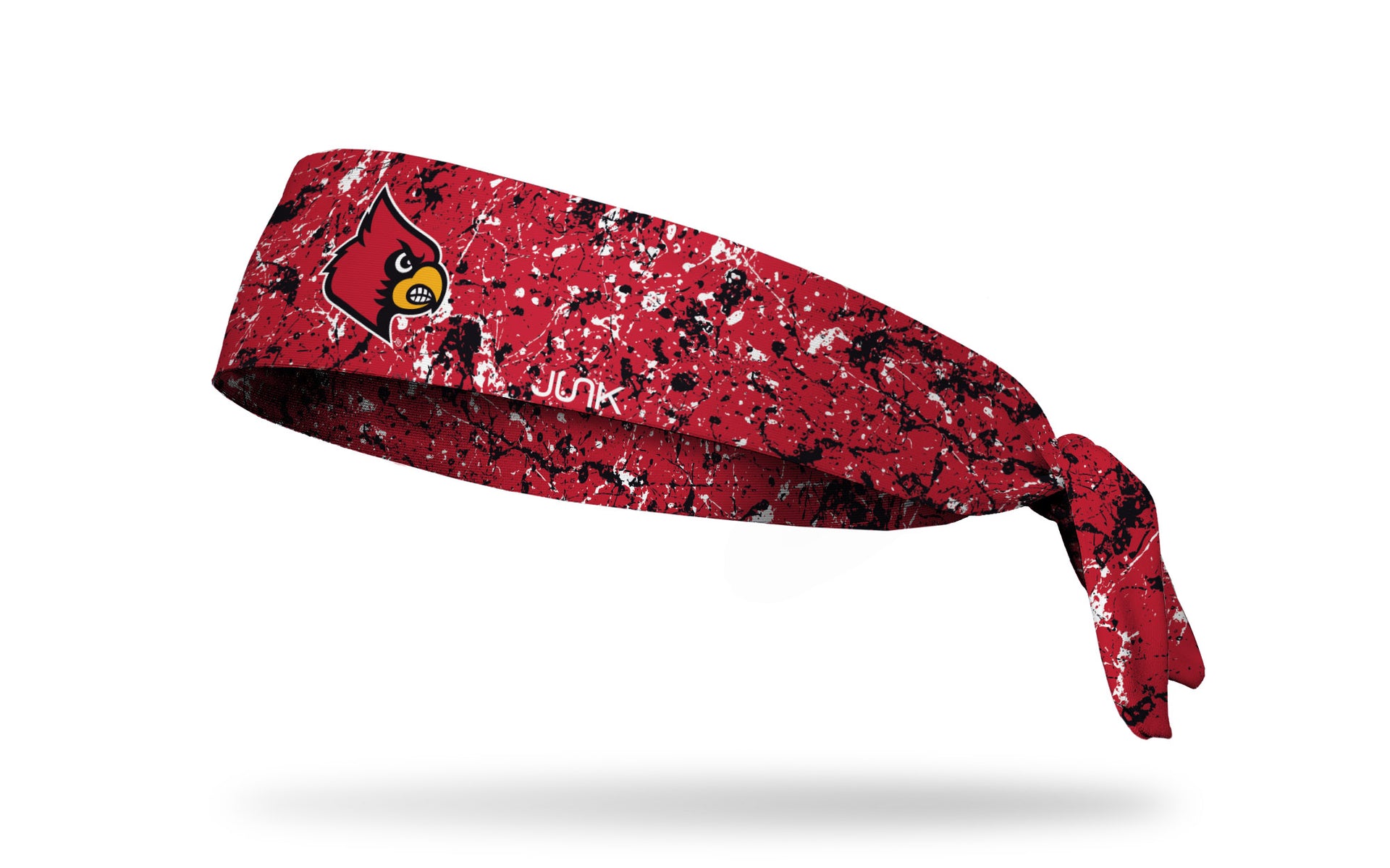 red paint splatter headband with University of Louisville bird logo full color