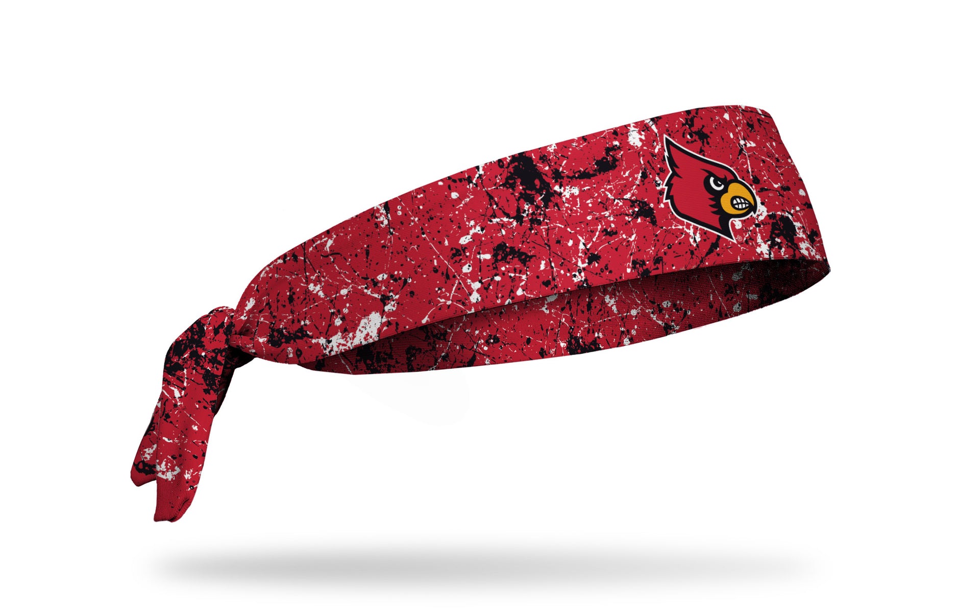 red paint splatter headband with University of Louisville bird logo full color