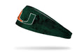 University of Miami green headband with black grunge overlay