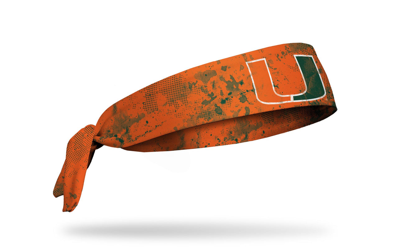 University of Miami orange headband with green grunge overlay