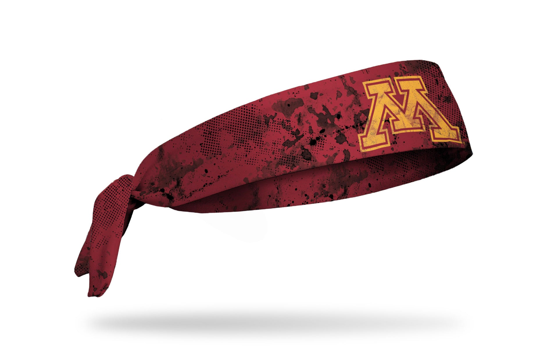 maroon headband with black grunge overlay and University of Minnesota M logo in gold