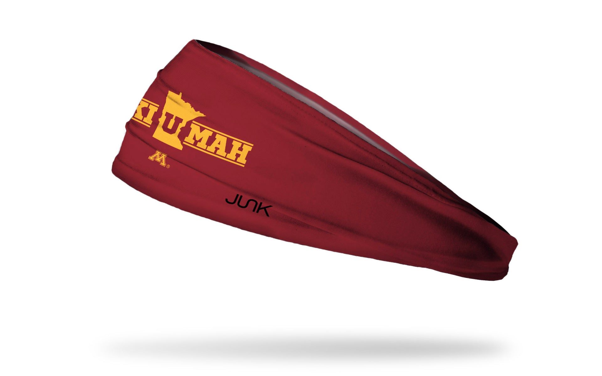 maroon headband with University of Minnesota ski-u-mak wordmark in gold