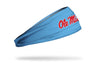 light blue headband with University of Mississippi Ole Miss script baseball logo in red