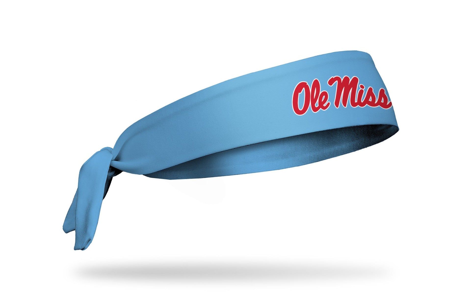 light blue headband with University of Mississippi Ole Miss script baseball logo in red