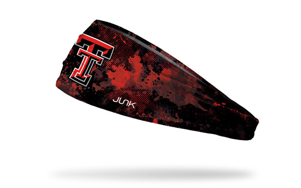 black headband with red grunge overlay and Texas Tech University T T logo in red white and black