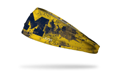 yellow gold headband with grunge overlay and University of Michigan logo