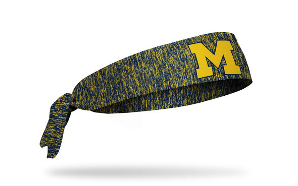 navy and yellow heathered headband with University of Michigan yellow M logo in front center