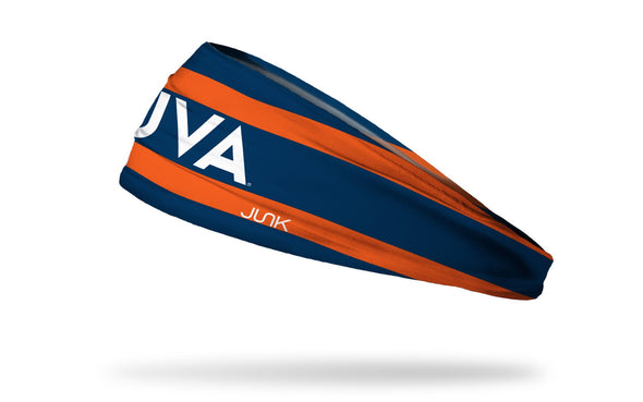 navy headband with orange varsity stripes and University of Virginia logo
