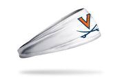 white headband with University of Virginia V-Sabre logo