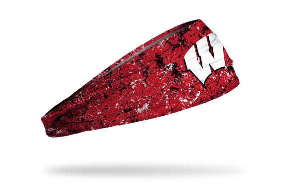 University of Wisconsin red headband with splatter overlay