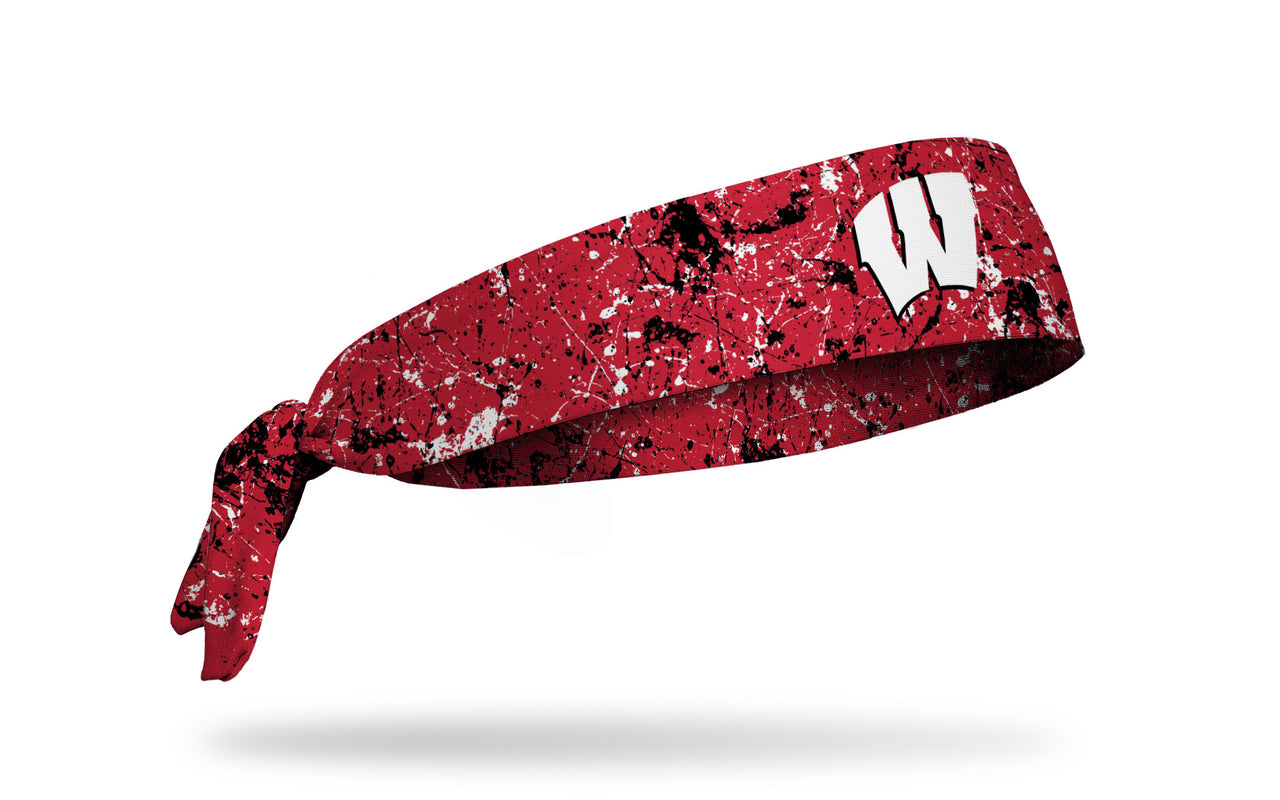 University of Wisconsin red headband with splatter overlay