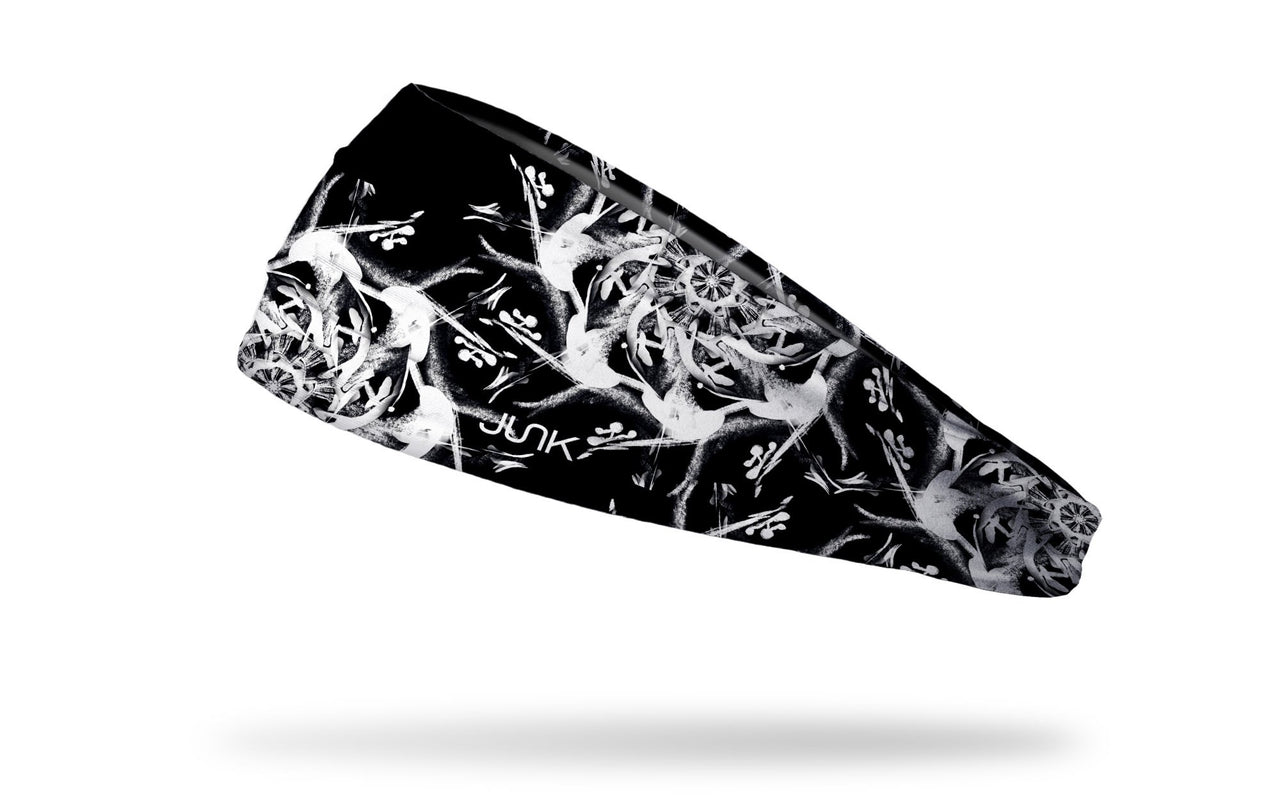 black and white headband with noir flowers