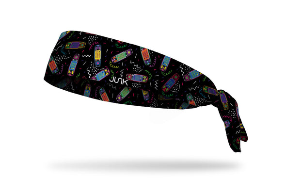 90's themed black headband with repeating pattern of clear babysitters club phone