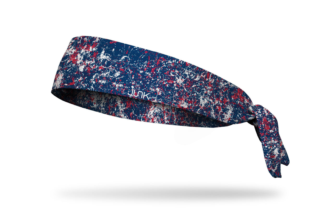 royal blue headband with red and white paint splatter