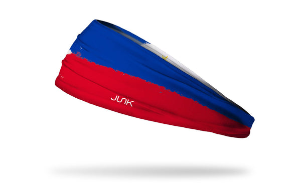 headband with traditional Philippines flag design made to look like it has been painted