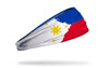 headband with traditional Philippines flag design made to look like it has been painted