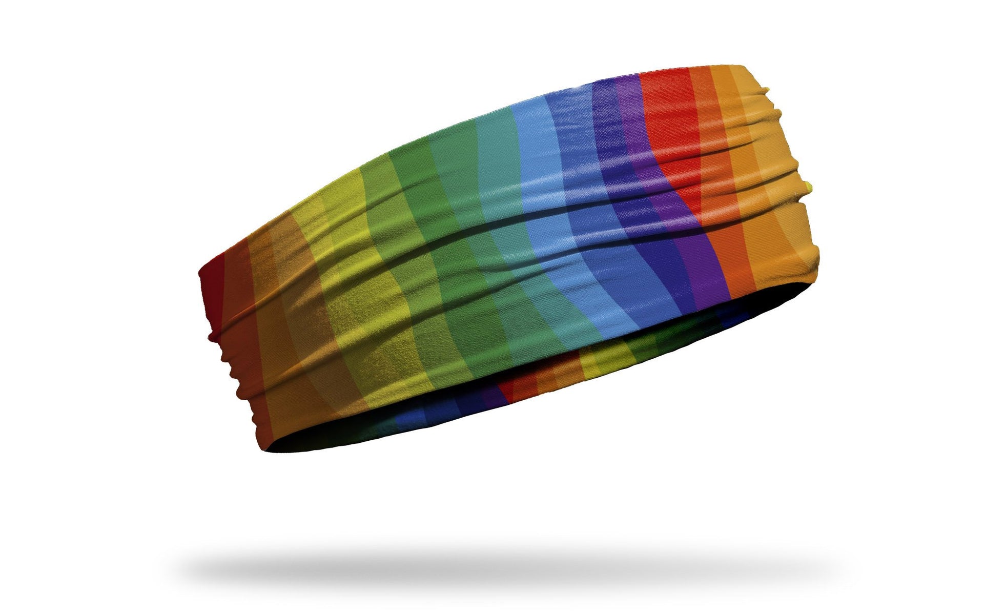 rainbow themed headband with red green blue indigo and violet wavy stripes