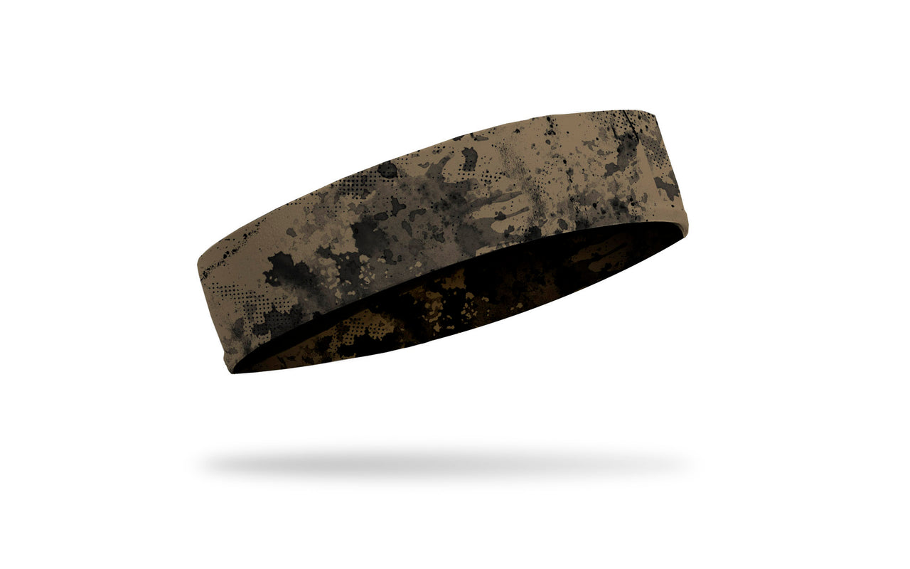 khaki sand headband with grunge overlay design