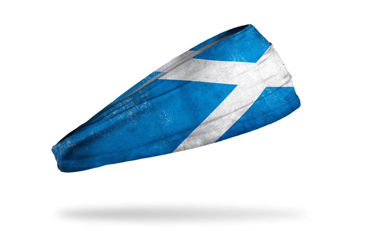headband with traditional Scotland flag design with grunge overlay