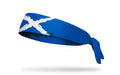 headband with traditional Scotland flag design made to look like it has been painted