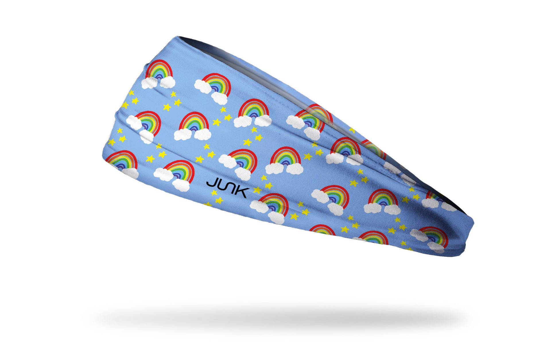 rainbow themed headband with red, green, blue, indigo, violet