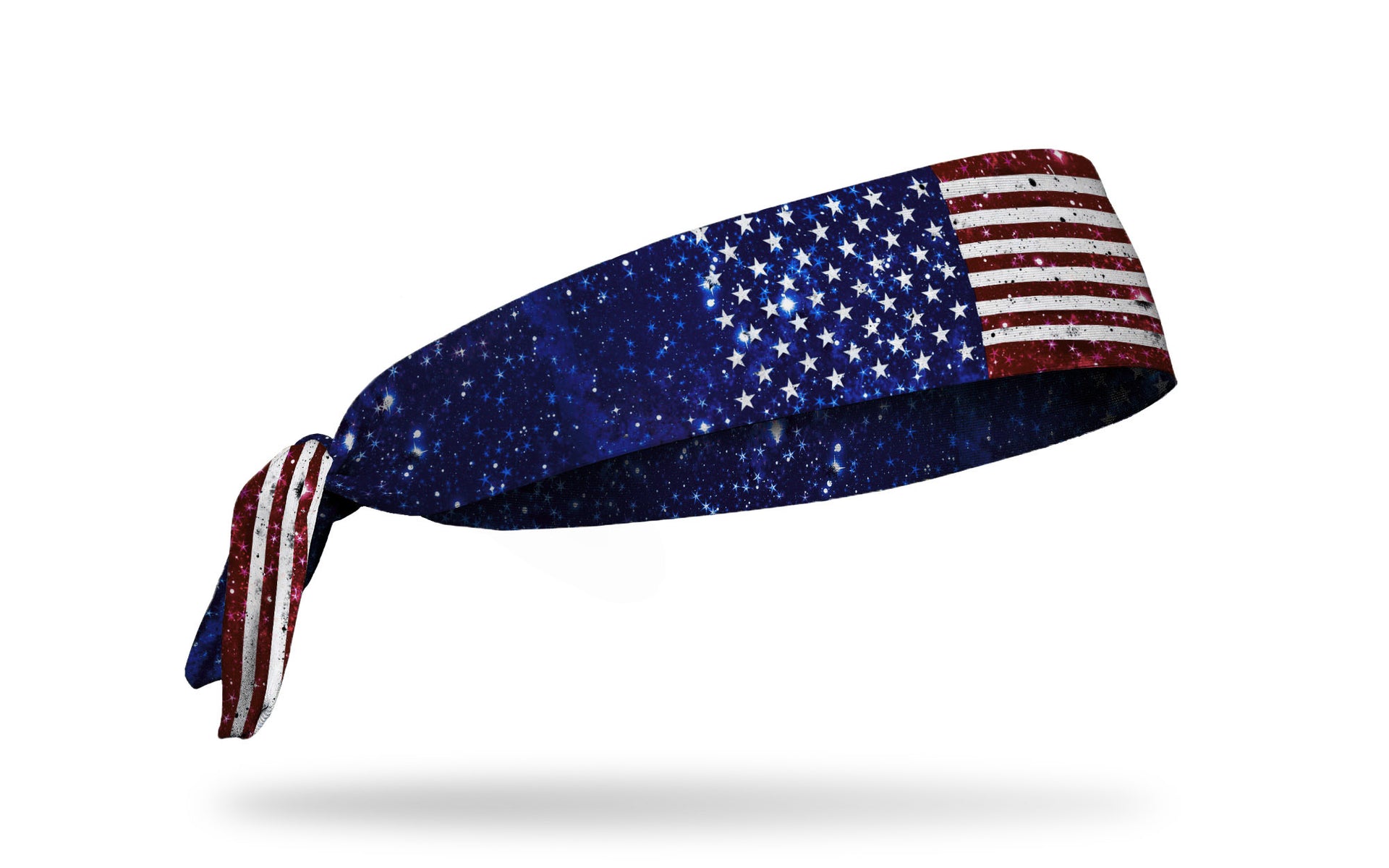 red white and blue american flag print headband with glitter print incorporated into flag