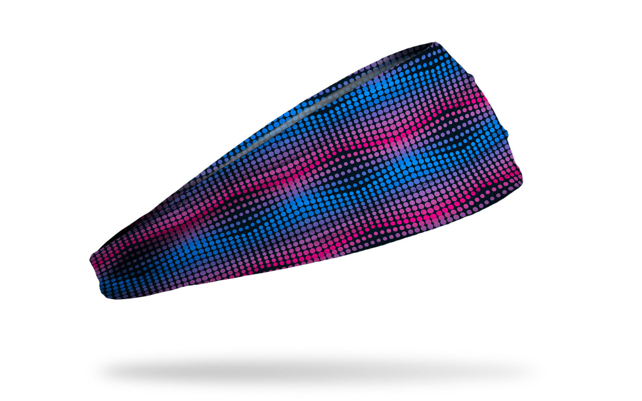 black headband with blue and pink wave dot pattern