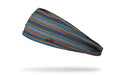 colorful blue white orange and red striped pattern made to look like sandal straps