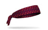 maroon wine headband with repeating pattern of colorful turkey tracks